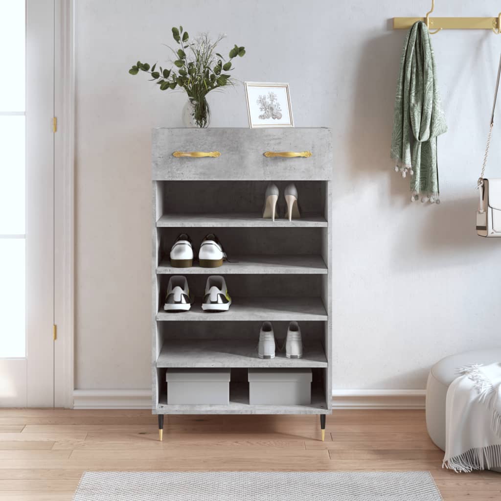 Skohylla betonggrå 60x35x105 cm konstruerat trä
