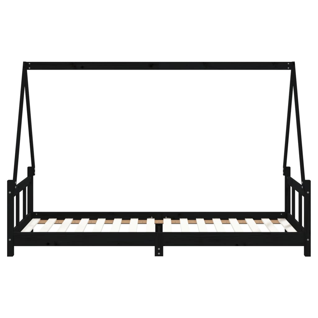 Sängram för barnsäng svart 90x200 cm massiv furu
