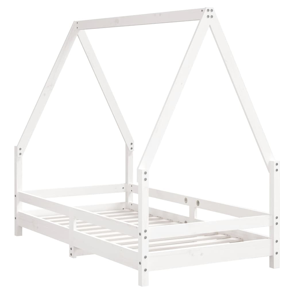 Sängram för barnsäng vit 80x160 cm massiv furu