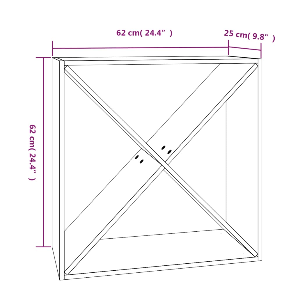 Vinskåp vit 62x25x62 cm massiv furu