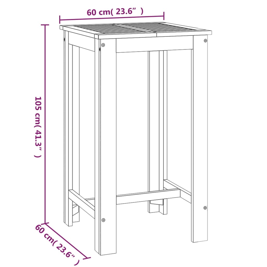 Ståbord för utomhusbruk 60x60x105 cm massiv akacia