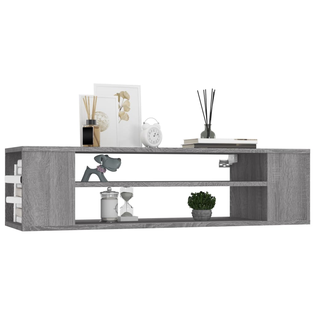 Väggmonterad tv-bänk grå sonoma 100x30x26,5 cm konstruerat trä