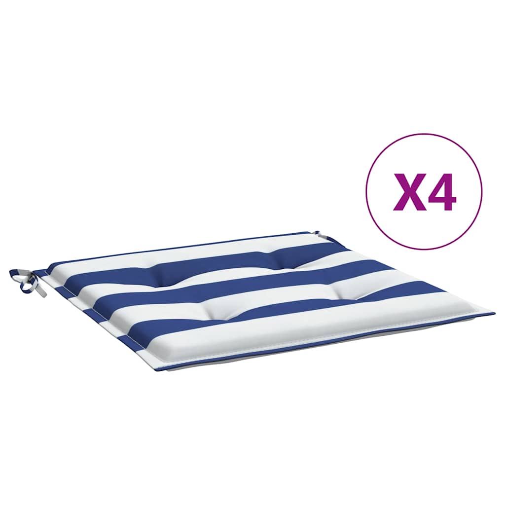 Stolsdynor 4 st blå&vit randig 50x50x3 cm tyg