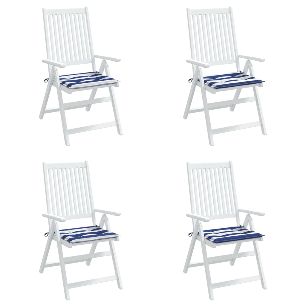 Stolsdynor 4 st blå&vit randig 50x50x3 cm tyg
