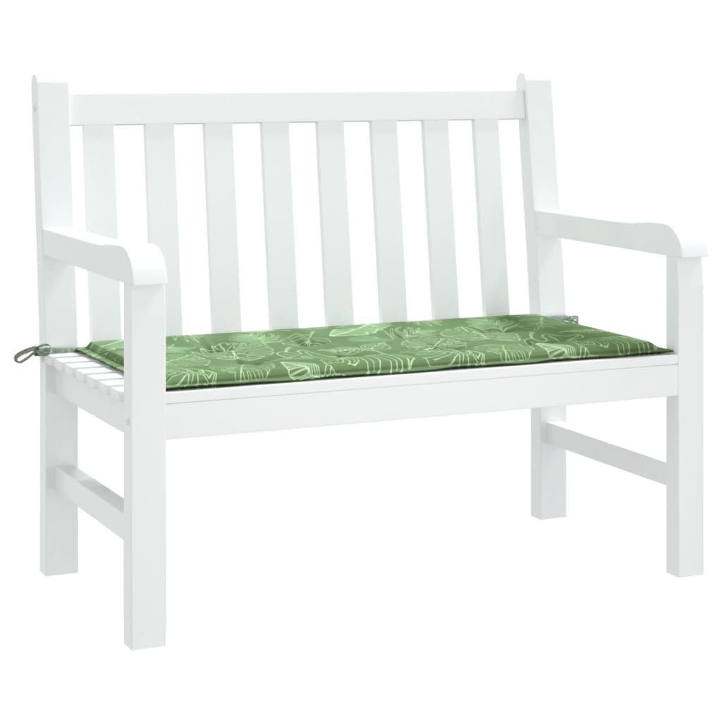 Bänkdyna för trädgården bladmönster 100x50x3 cm oxfordtyg