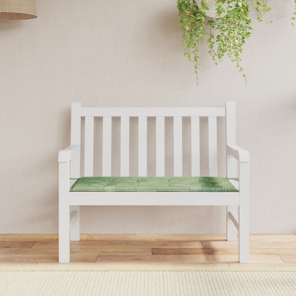 Bänkdyna för trädgården bladmönster 100x50x3 cm oxfordtyg