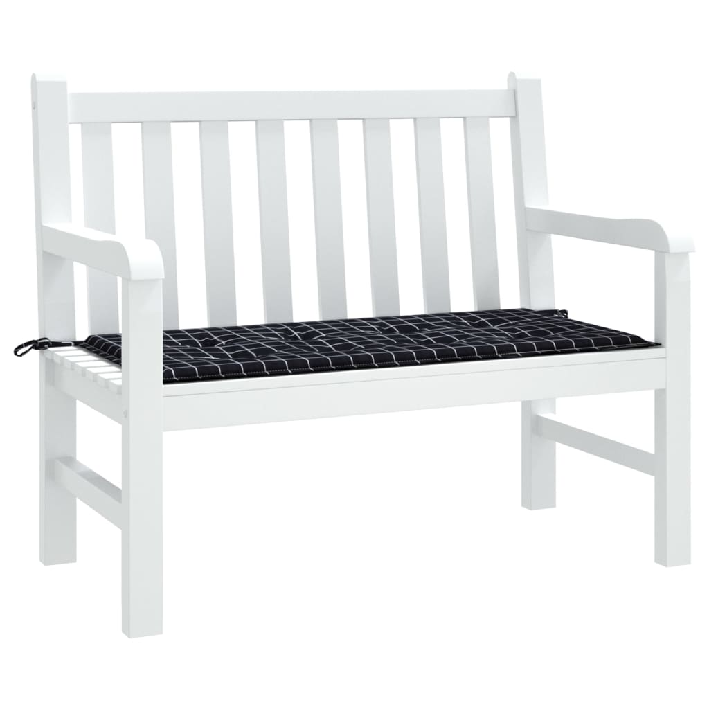 Bänkdyna för trädgården svartrutig 120x50x4 cm oxfordtyg
