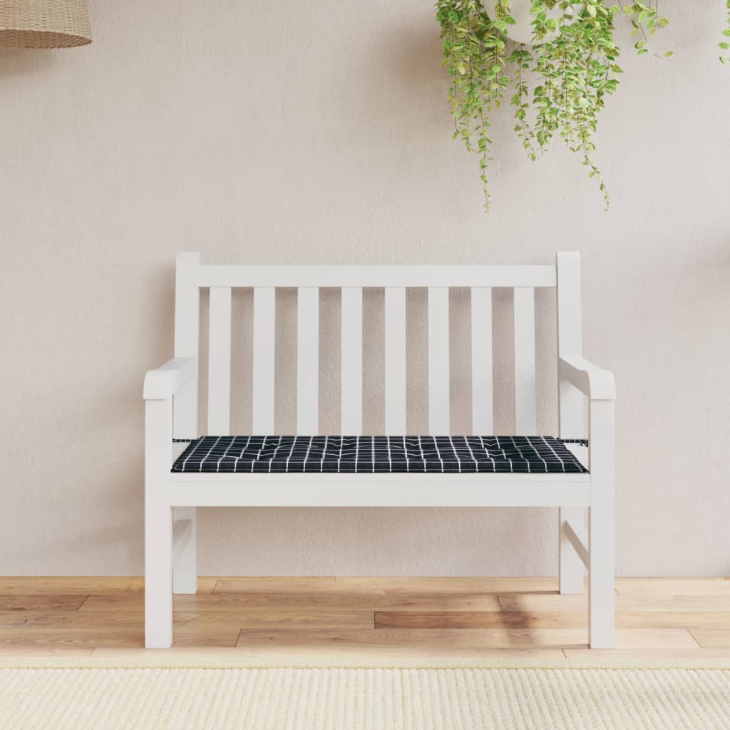 Bänkdyna för trädgården svartrutig 120x50x4 cm oxfordtyg