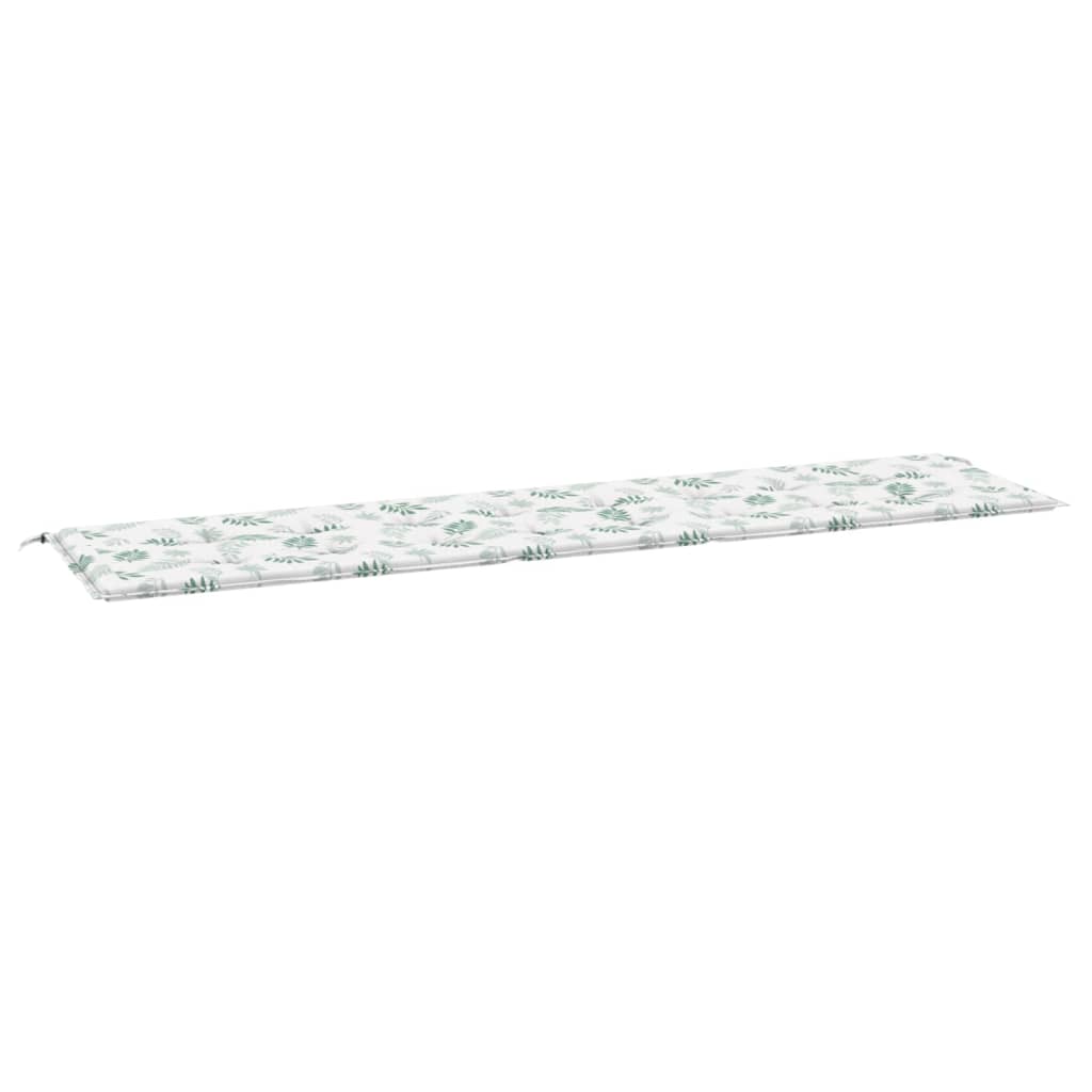 Bänkdyna för trädgården bladmönster 200x50x4 cm tyg
