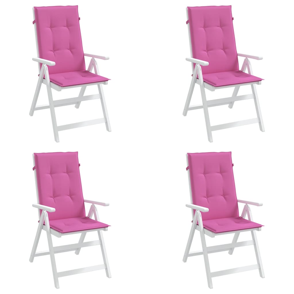 Stolsdynor för stolar med hög rygg 4 st rosa tyg