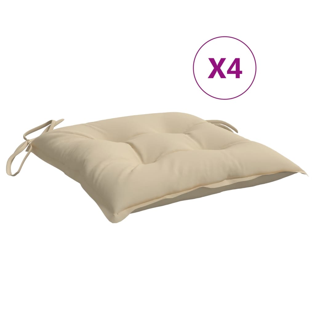 Stolsdynor 4 st beige 40x40x7 cm oxfordtyg