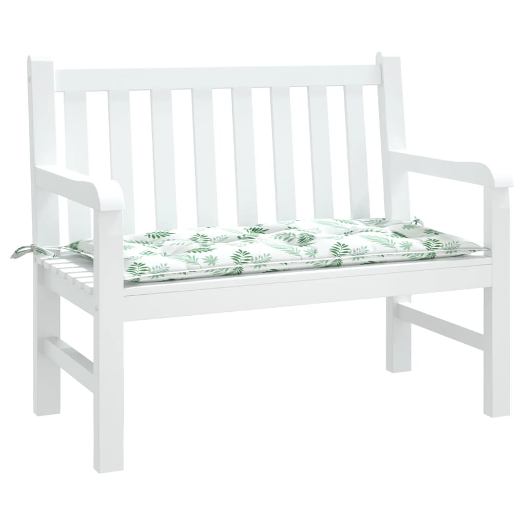 Bänkdyna för trädgården bladmönster 100x50x7 cm oxfordtyg