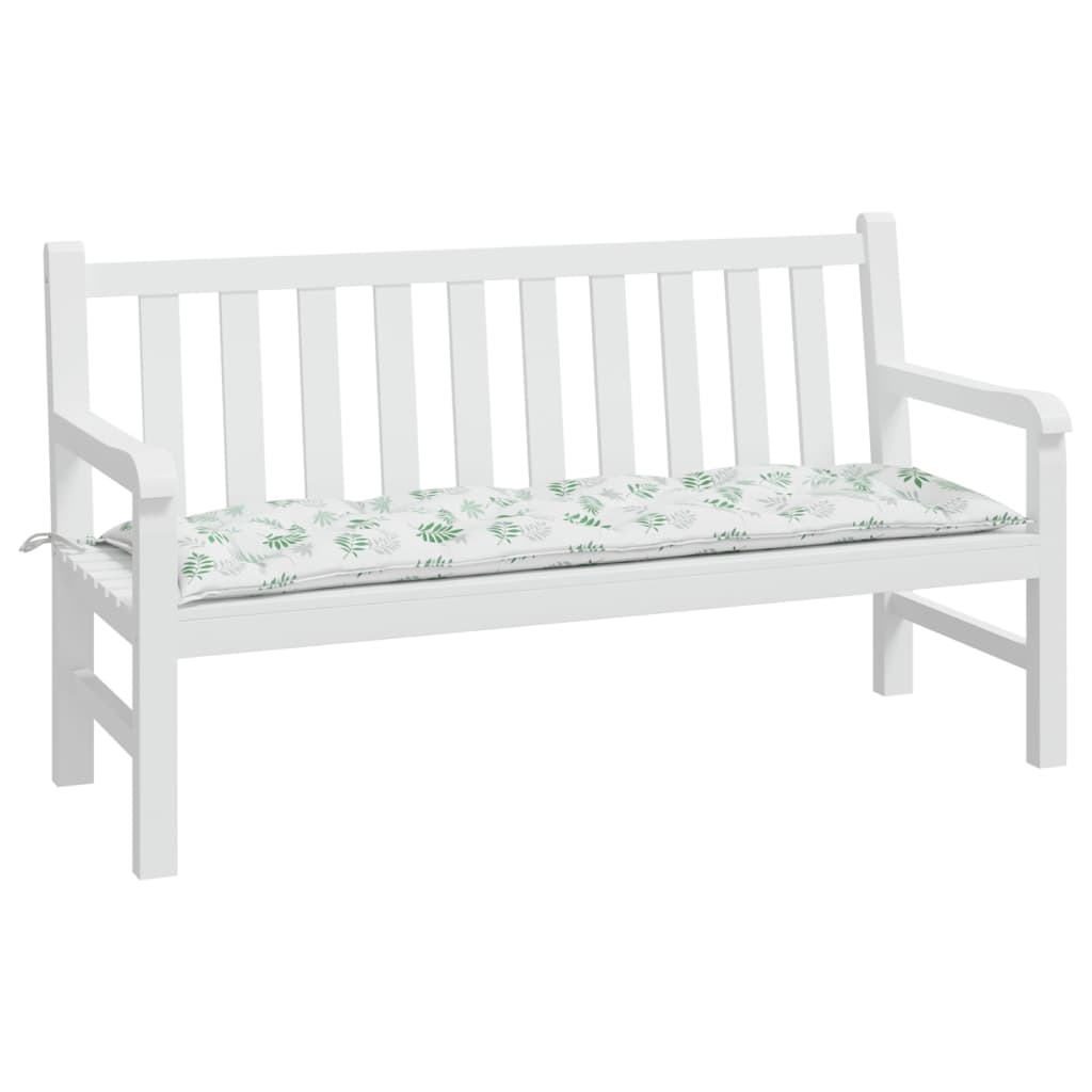 Bänkdyna för trädgården bladmönster 150x50x7 cm oxfordtyg