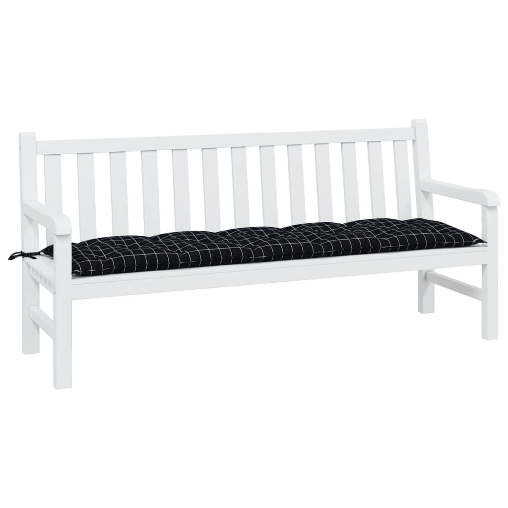 Bänkdyna för trädgården svartrutig 180x50x7 cm oxfordtyg