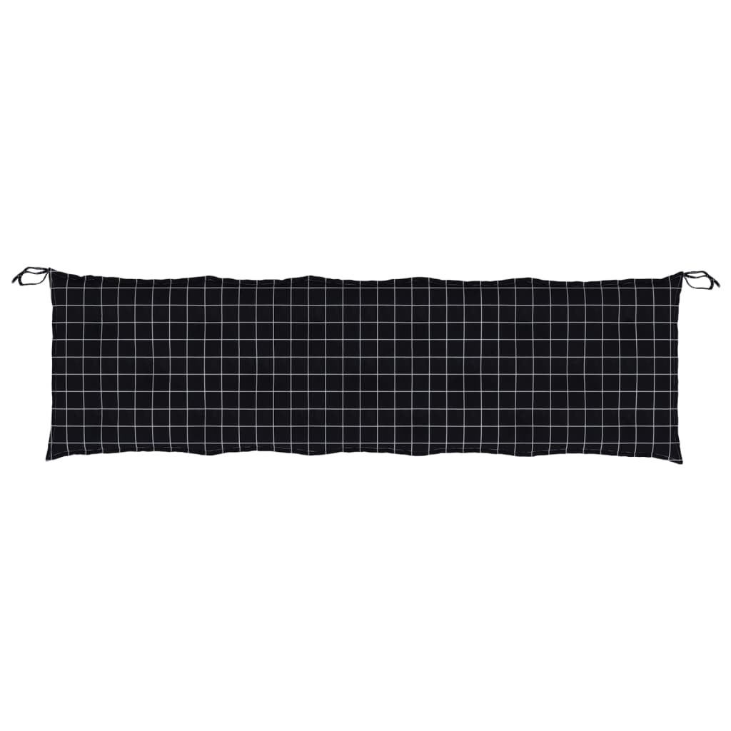 Bänkdyna för trädgården svartrutig 180x50x7 cm oxfordtyg