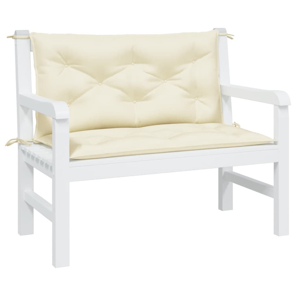 Bänkdynor för trädgården 2 st gräddvit 100x50x7 cm oxfordtyg