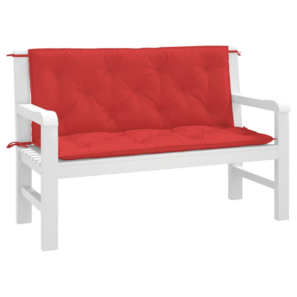 Bänkdynor för trädgården 2st röd 120x50x7cm oxfordtyg
