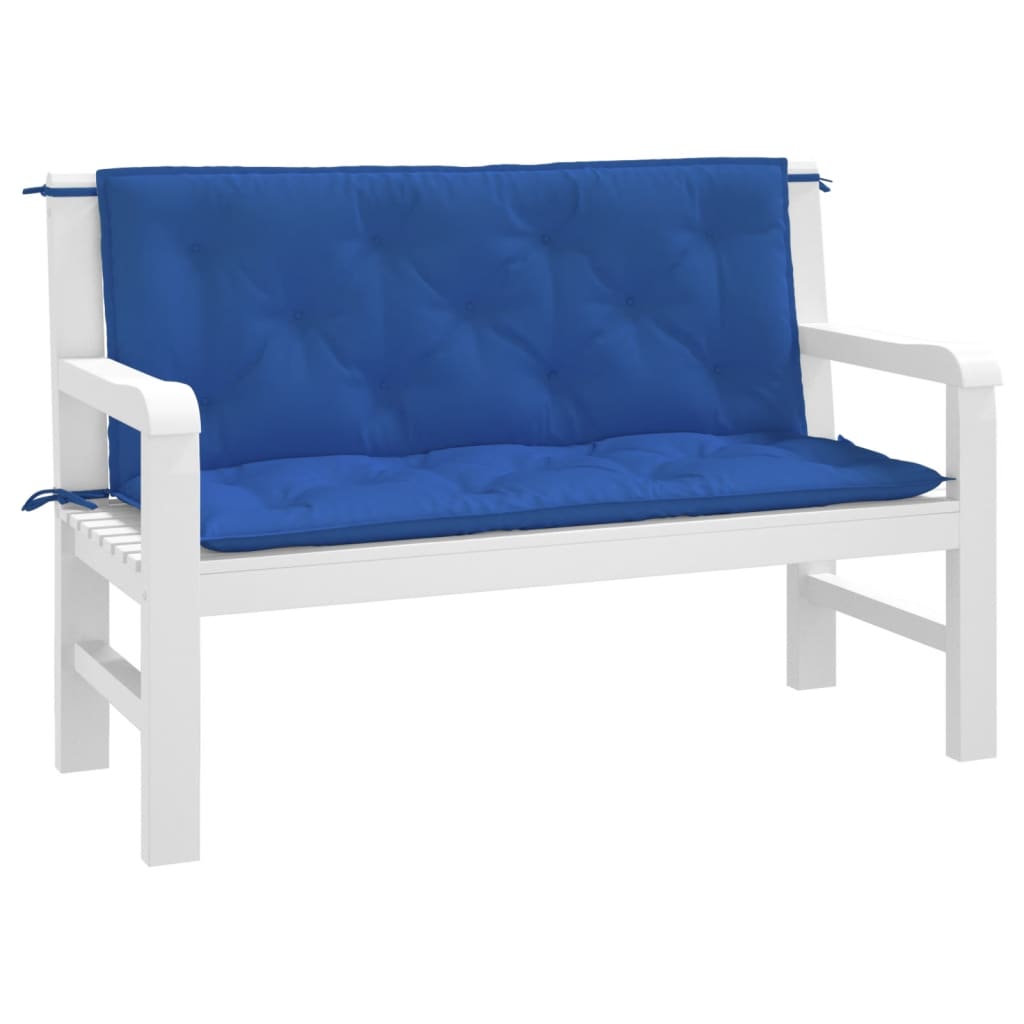 Bänkdynor för trädgården 2st blå 120x50x7cm oxfordtyg