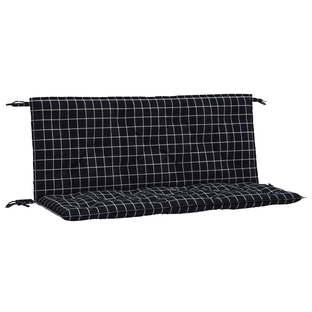 Bänkdynor 2st svartrutig 120x50x7 cm tyg