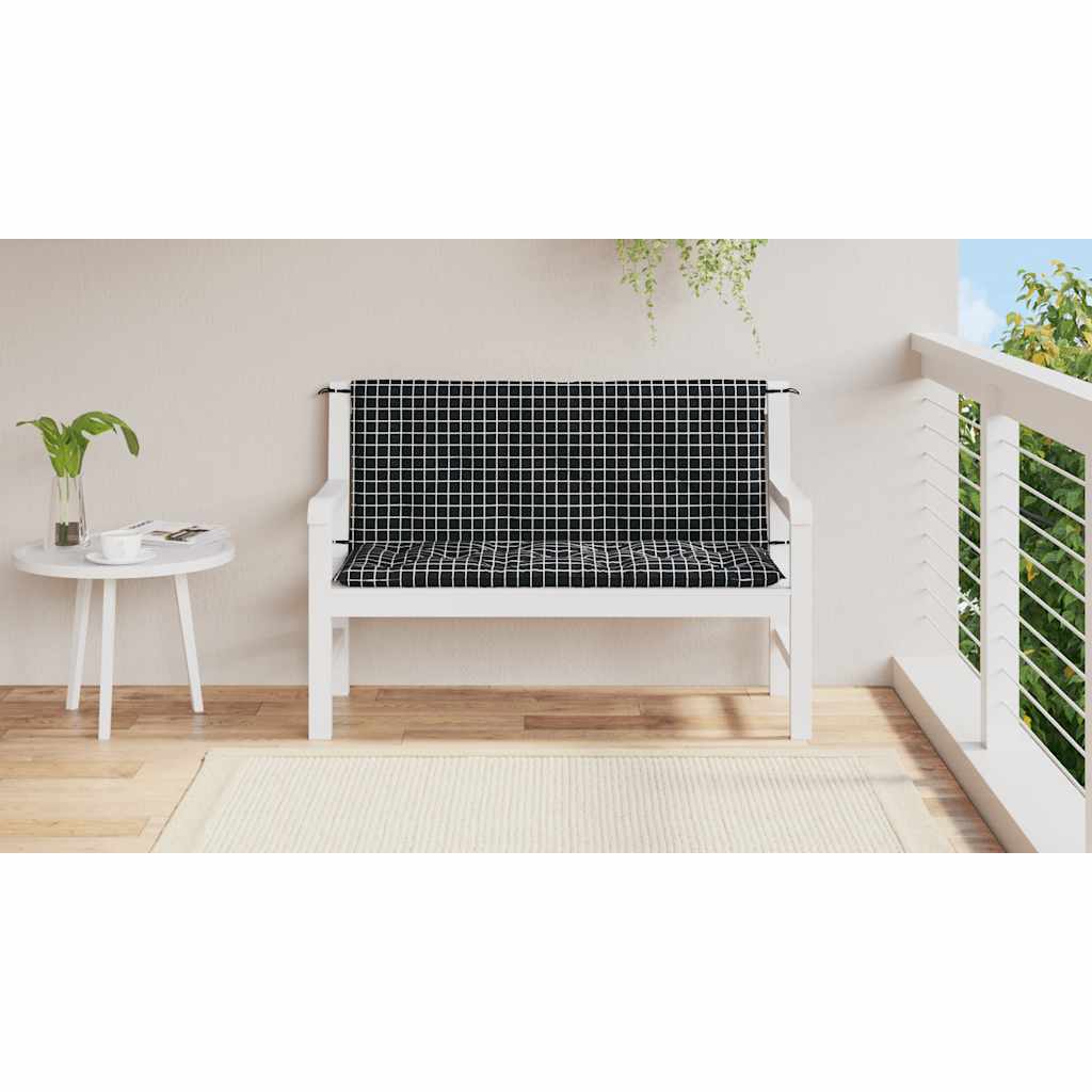 Bänkdynor 2st svartrutig 120x50x7 cm tyg