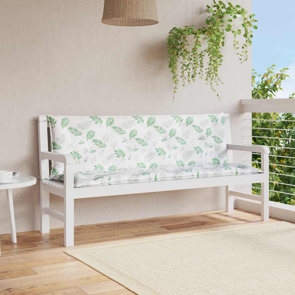 Bänkdynor 2 st bladmönster 150x50x7 cm tyg