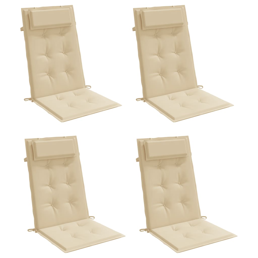 Stolsdynor för stolar med hög rygg 4 st beige oxfordtyg