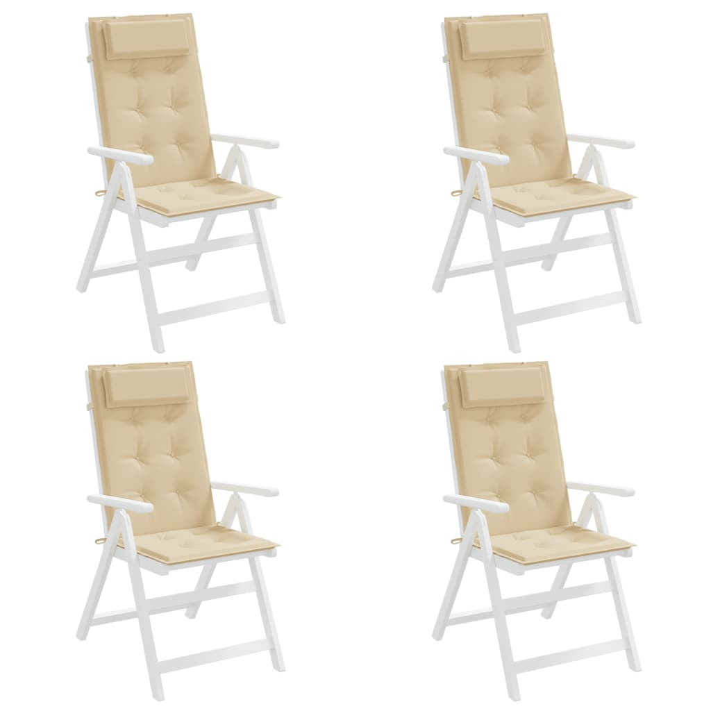 Stolsdynor för stolar med hög rygg 4 st beige oxfordtyg