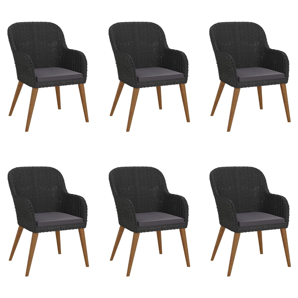 Matgrupp för trädgården med dynor 7 delar svart
