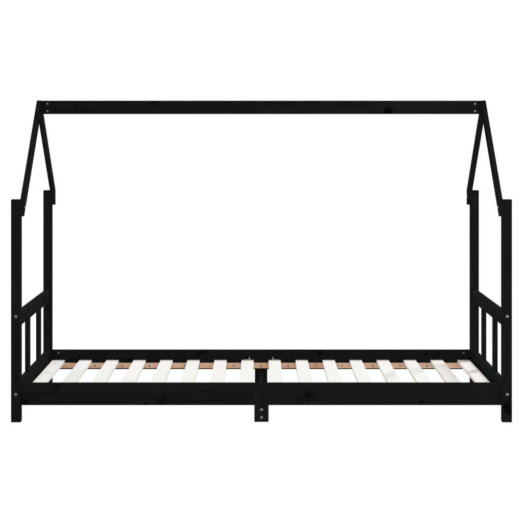 Sängram för barnsäng svart 90x200 cm massiv furu