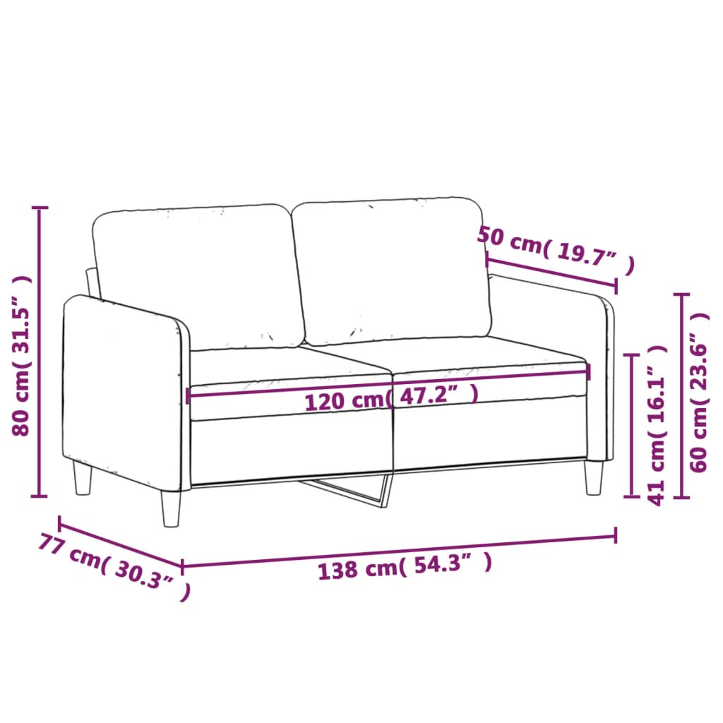 2-sitssoffa blå 120 cm sammet