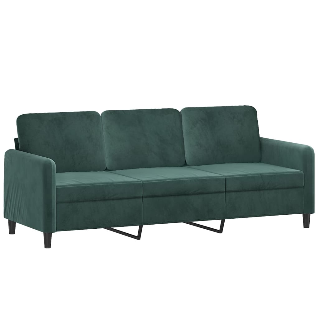 3-sitssoffa mörkgrön 180 cm sammet