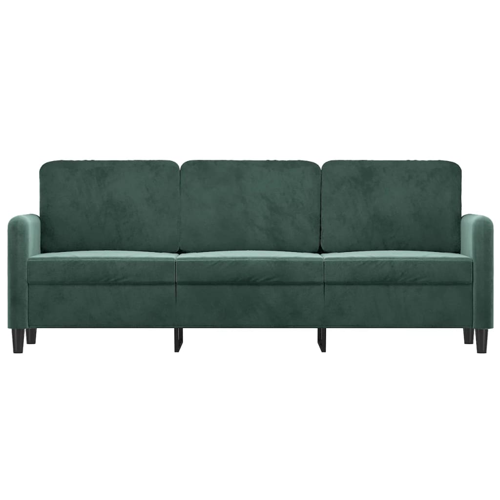 3-sitssoffa mörkgrön 180 cm sammet