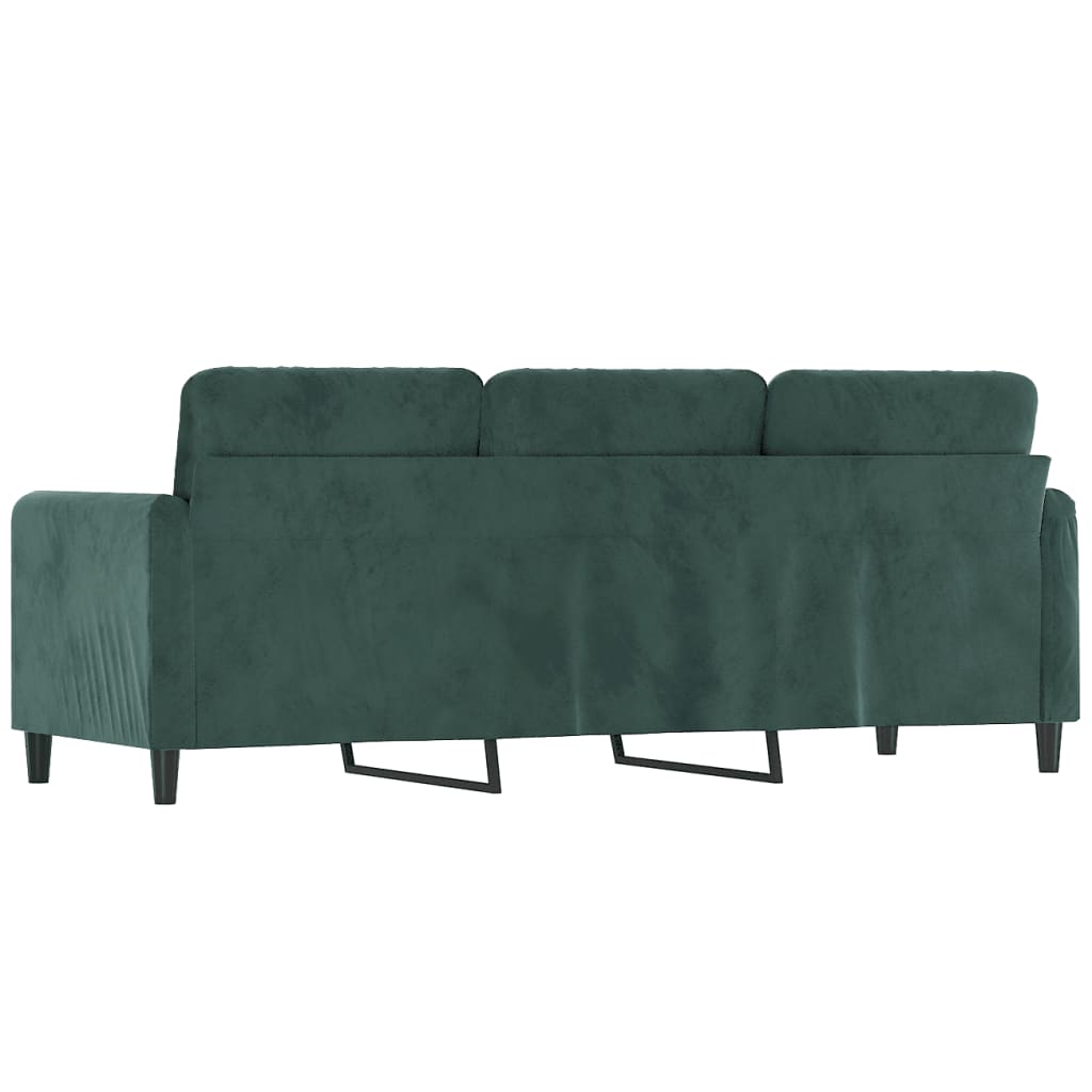 3-sitssoffa mörkgrön 180 cm sammet