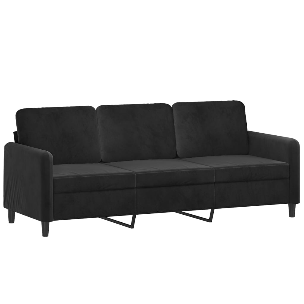 3-sitssoffa svart 180 cm sammet