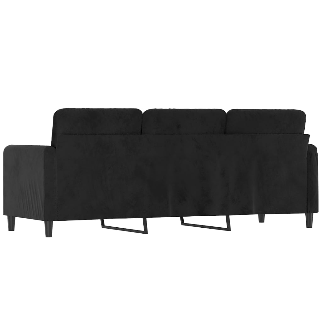 3-sitssoffa svart 180 cm sammet