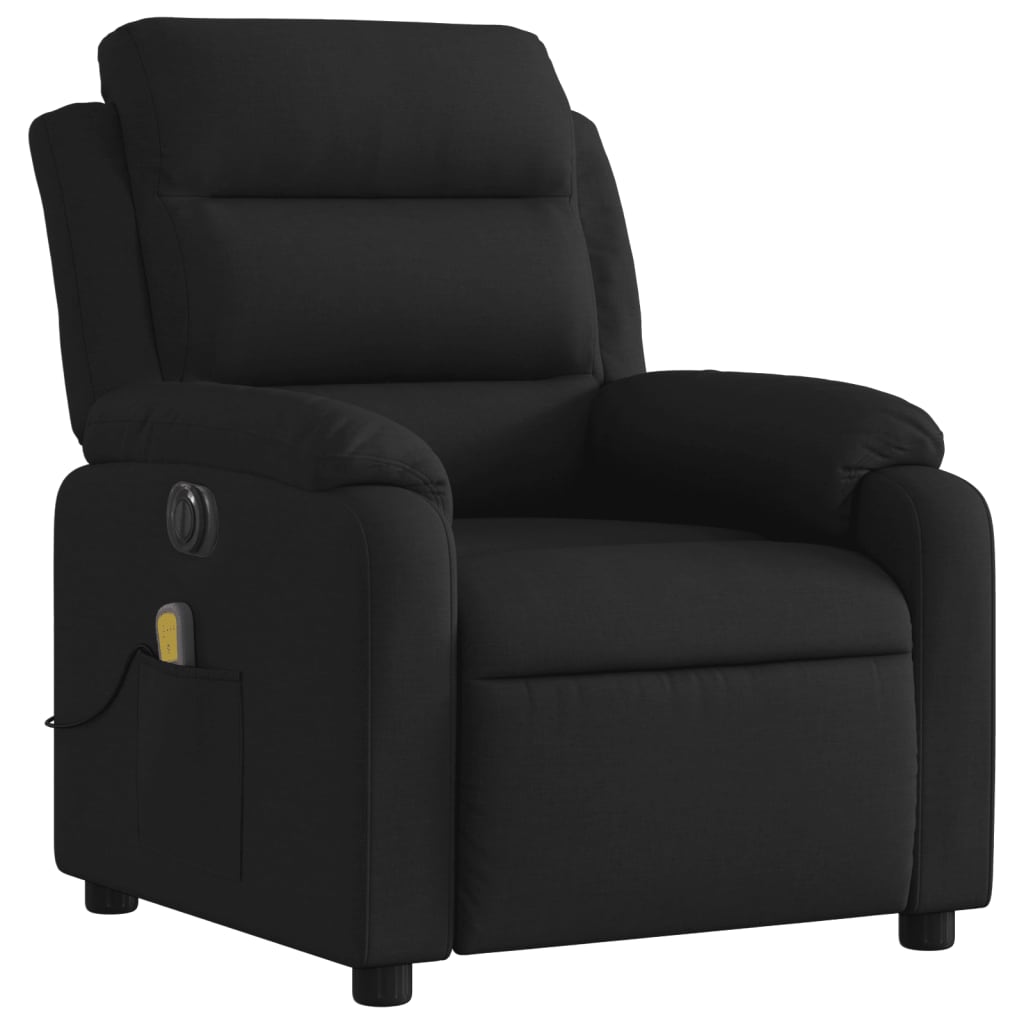 Elektrisk massagefåtölj med uppresningshjälp svart tyg
