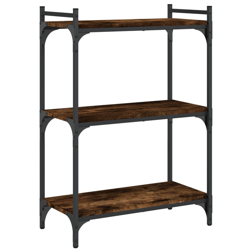 Bokhylla 3 hyllplan rökfärgad ek 60x30x86 cm konstruerat trä