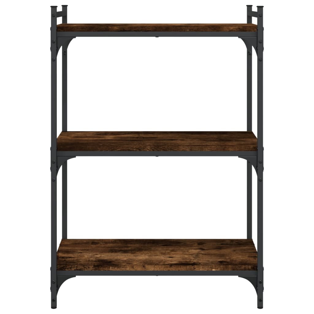 Bokhylla 3 hyllplan rökfärgad ek 60x30x86 cm konstruerat trä