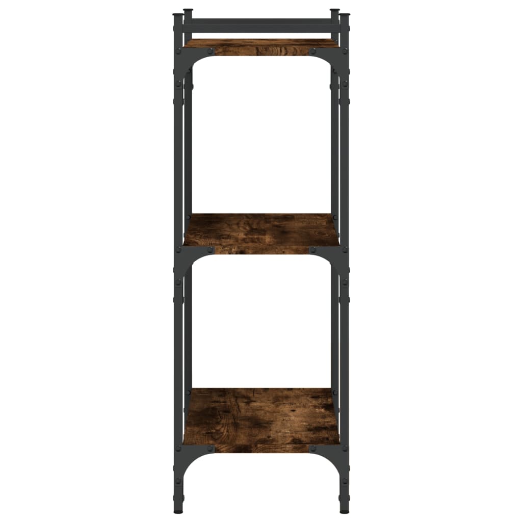 Bokhylla 3 hyllplan rökfärgad ek 60x30x86 cm konstruerat trä
