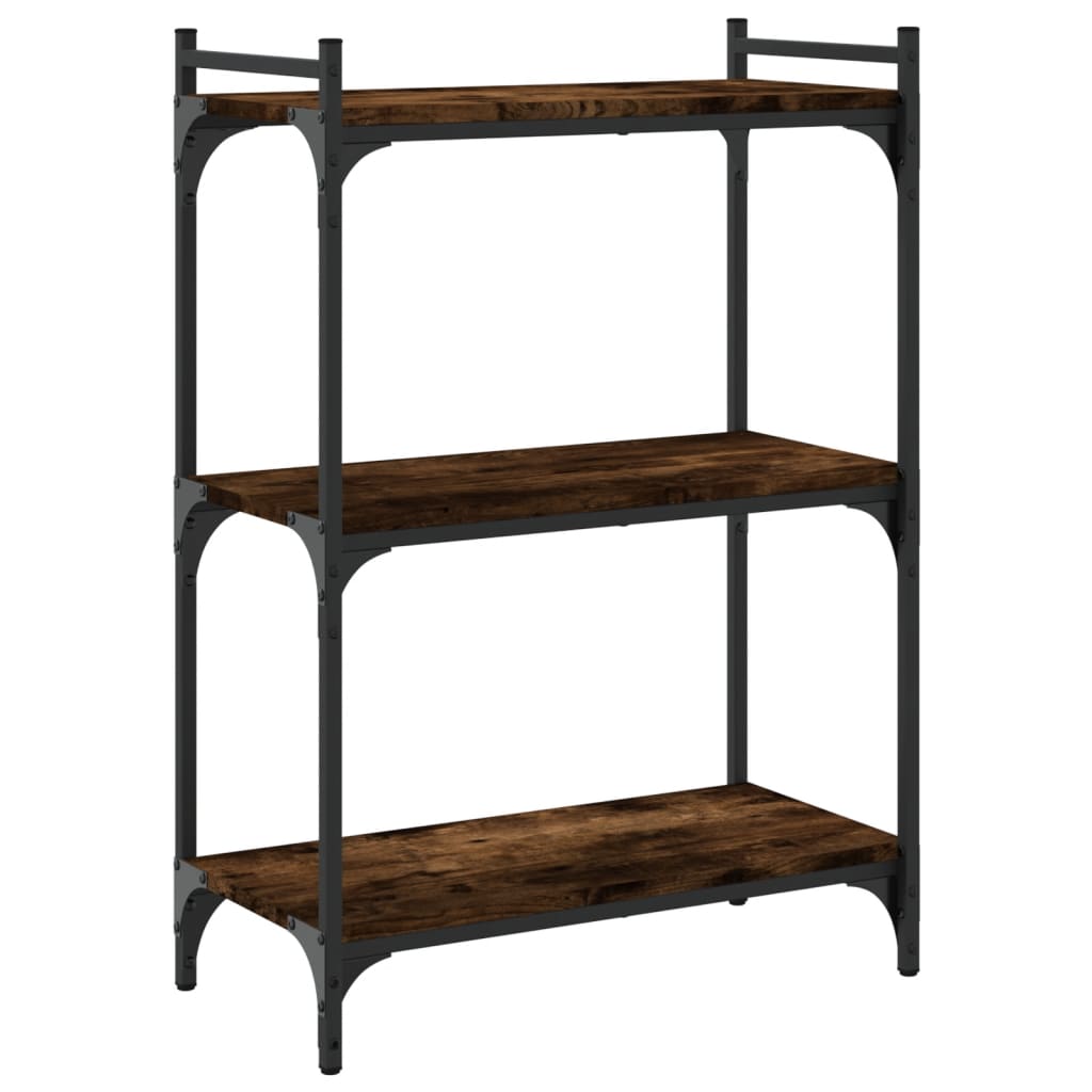Bokhylla 3 hyllplan rökfärgad ek 60x30x86 cm konstruerat trä