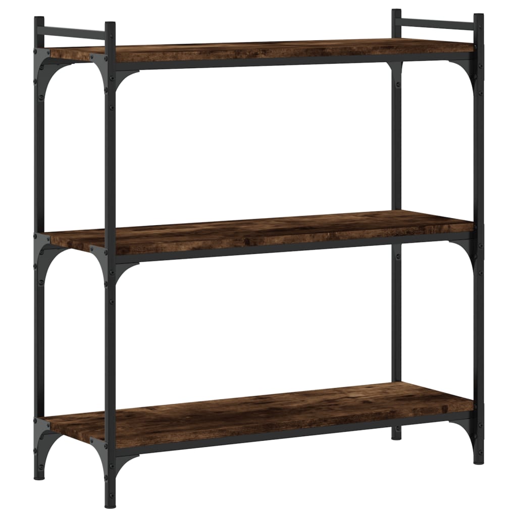 Bokhylla 3 hyllplan rökfärgad ek 80x30x86 cm konstruerat trä