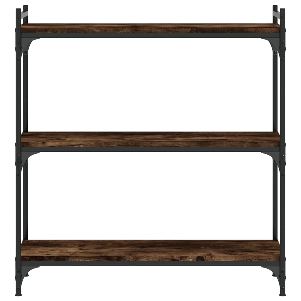 Bokhylla 3 hyllplan rökfärgad ek 80x30x86 cm konstruerat trä