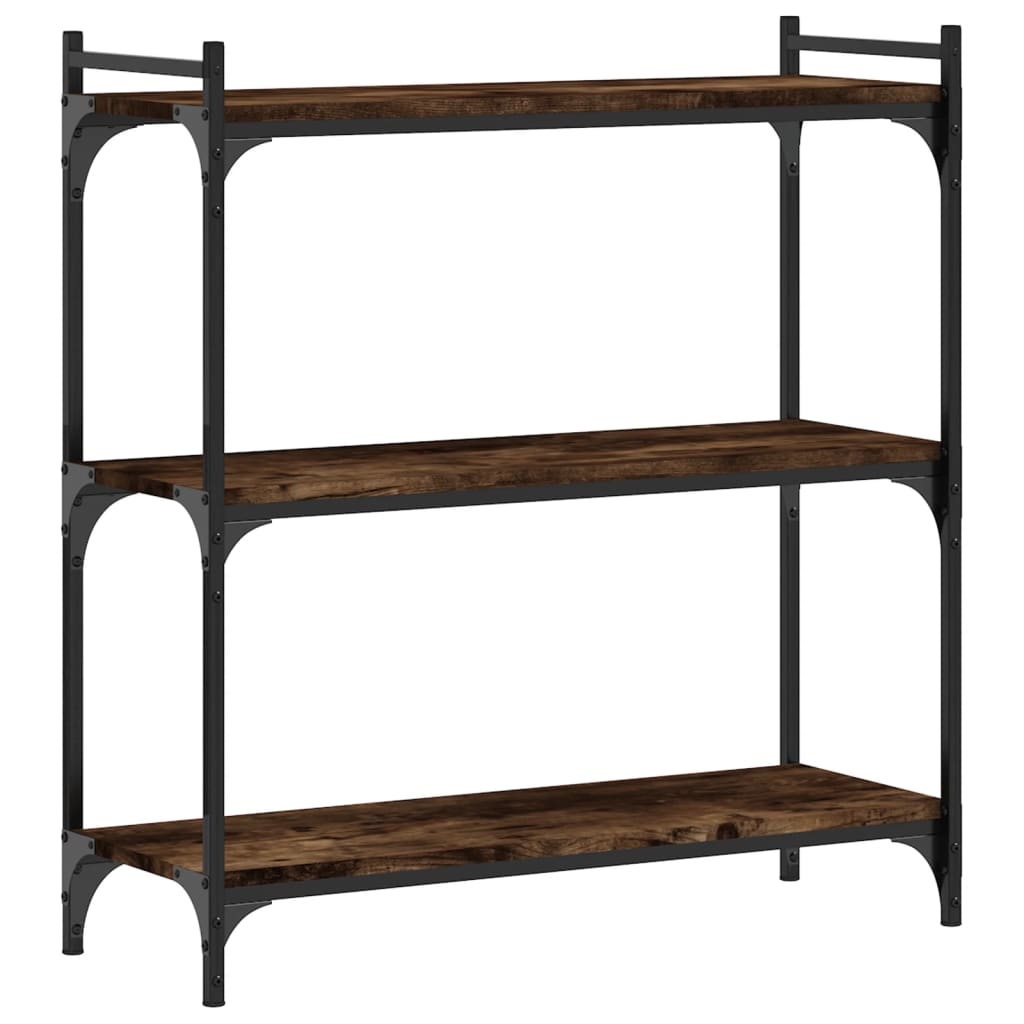 Bokhylla 3 hyllplan rökfärgad ek 80x30x86 cm konstruerat trä