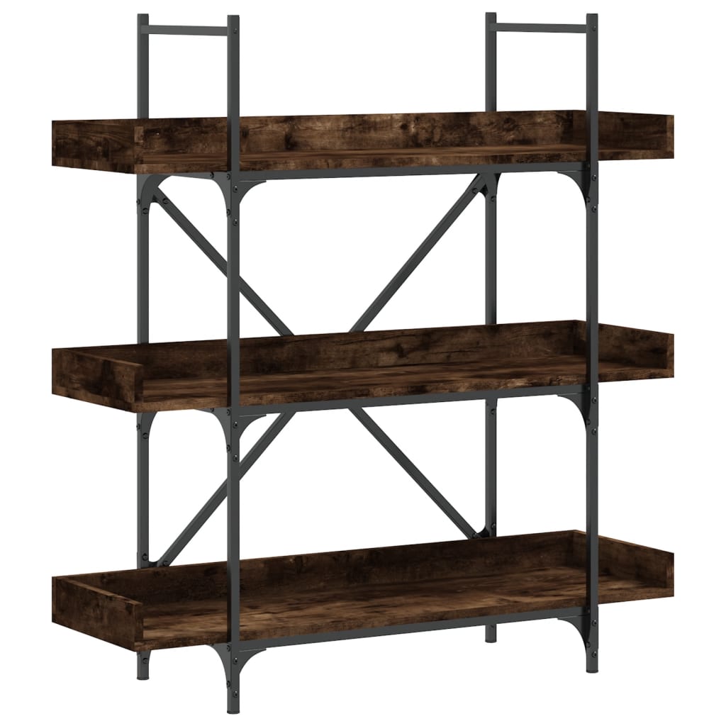 Bokhylla 3 hyllplan rökfärgad ek 100x33x108,5cm konstruerat trä