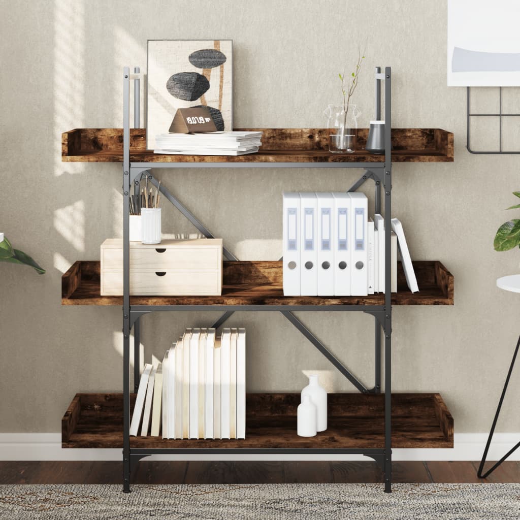 Bokhylla 3 hyllplan rökfärgad ek 100x33x108,5cm konstruerat trä