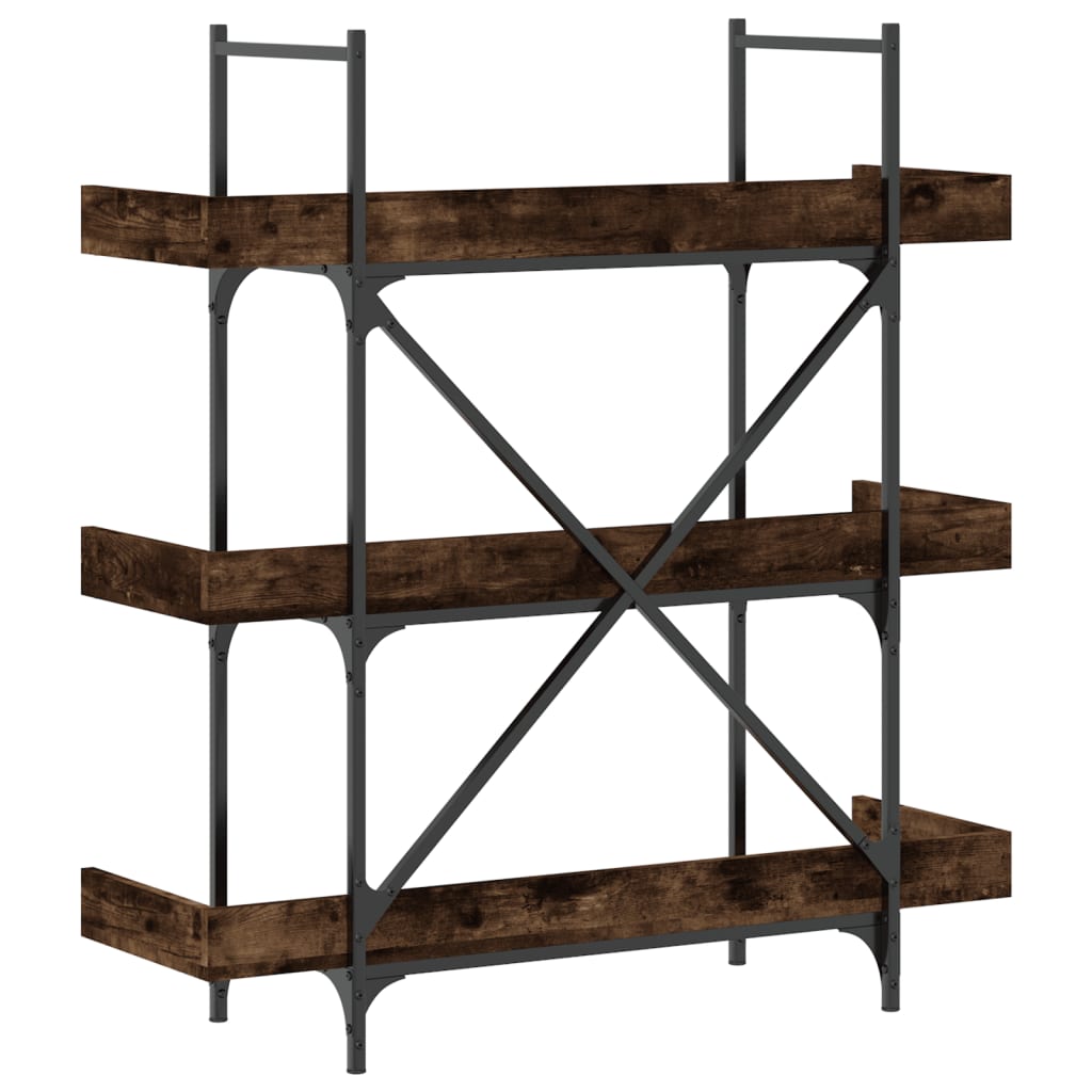 Bokhylla 3 hyllplan rökfärgad ek 100x33x108,5cm konstruerat trä