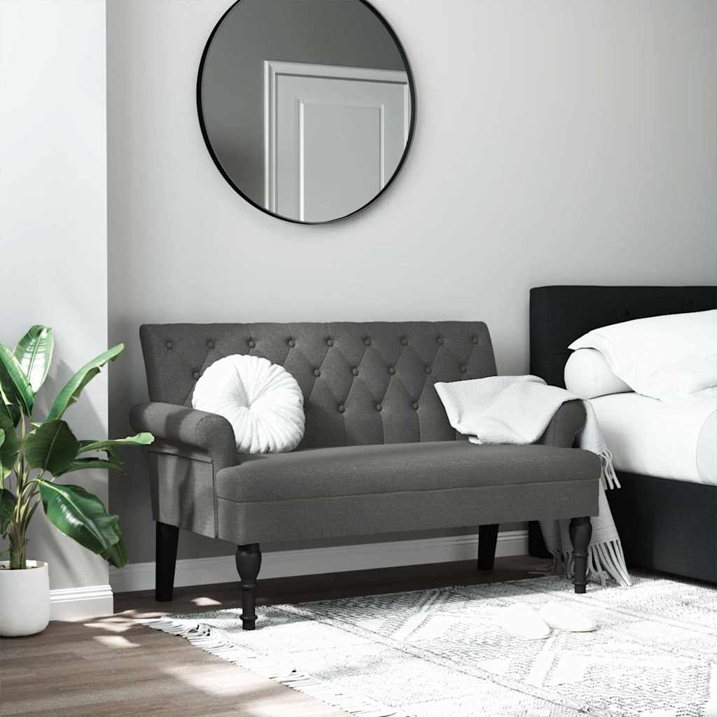 Bänk med ryggstöd ljusgrå 120x62x75,5 cm mörkgrå