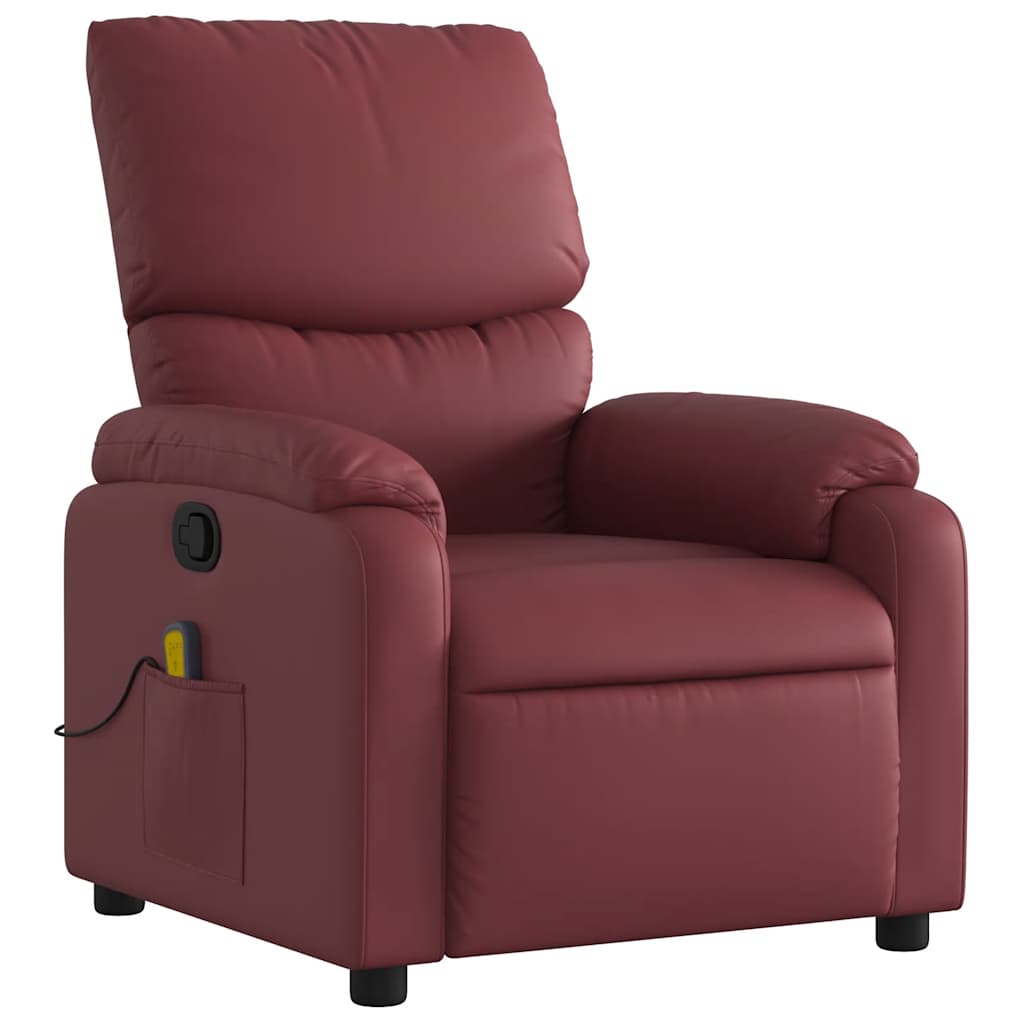 Massagefåtölj vinröd konstläder