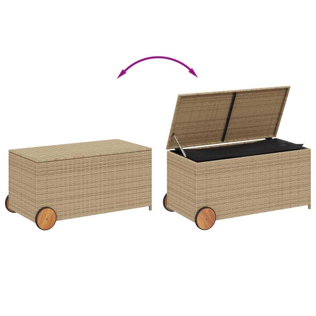 Dynbox med hjul blandad beige 190L konstrottning