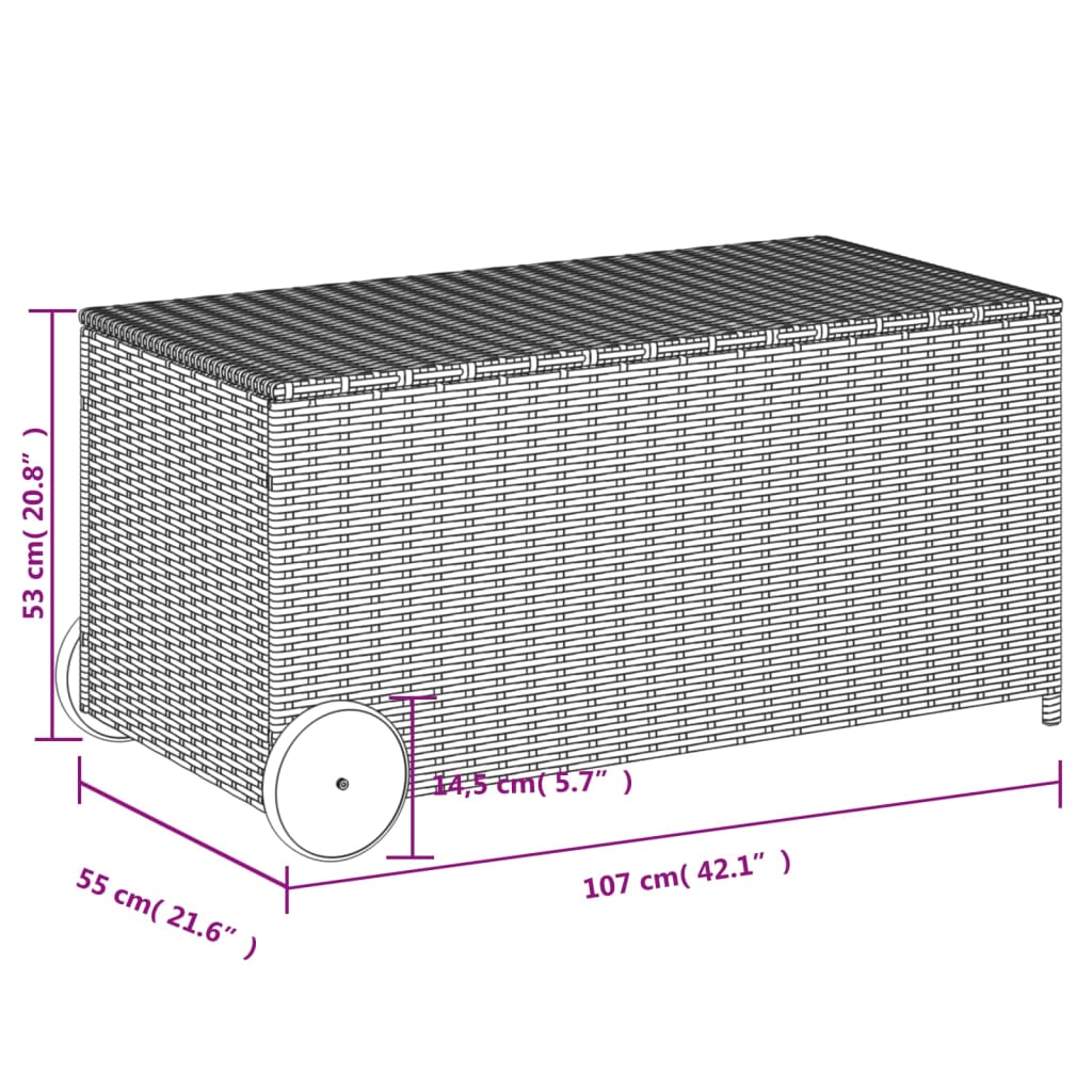 Dynbox med hjul blandad beige 190L konstrottning